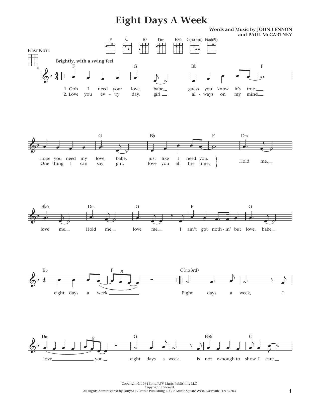 Download The Beatles Eight Days A Week (from The Daily Ukule Sheet Music