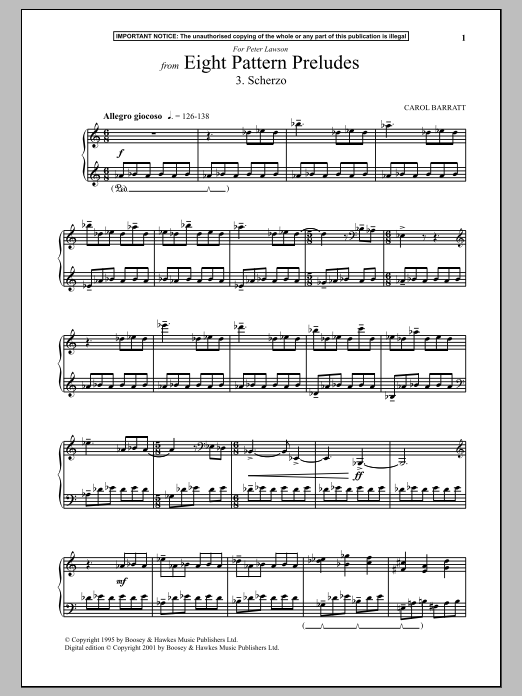 Download Carol Barratt Eight Pattern Preludes, 3. Scherzo Sheet Music