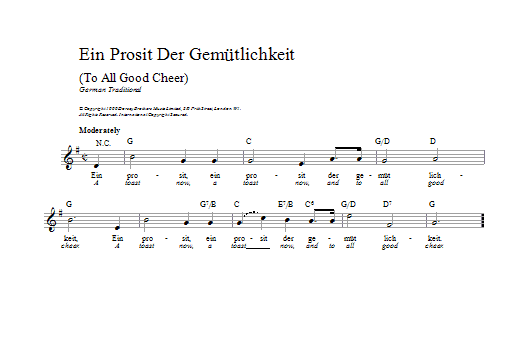Download Traditional Ein Prosit Der Gemütlichkeit Sheet Music