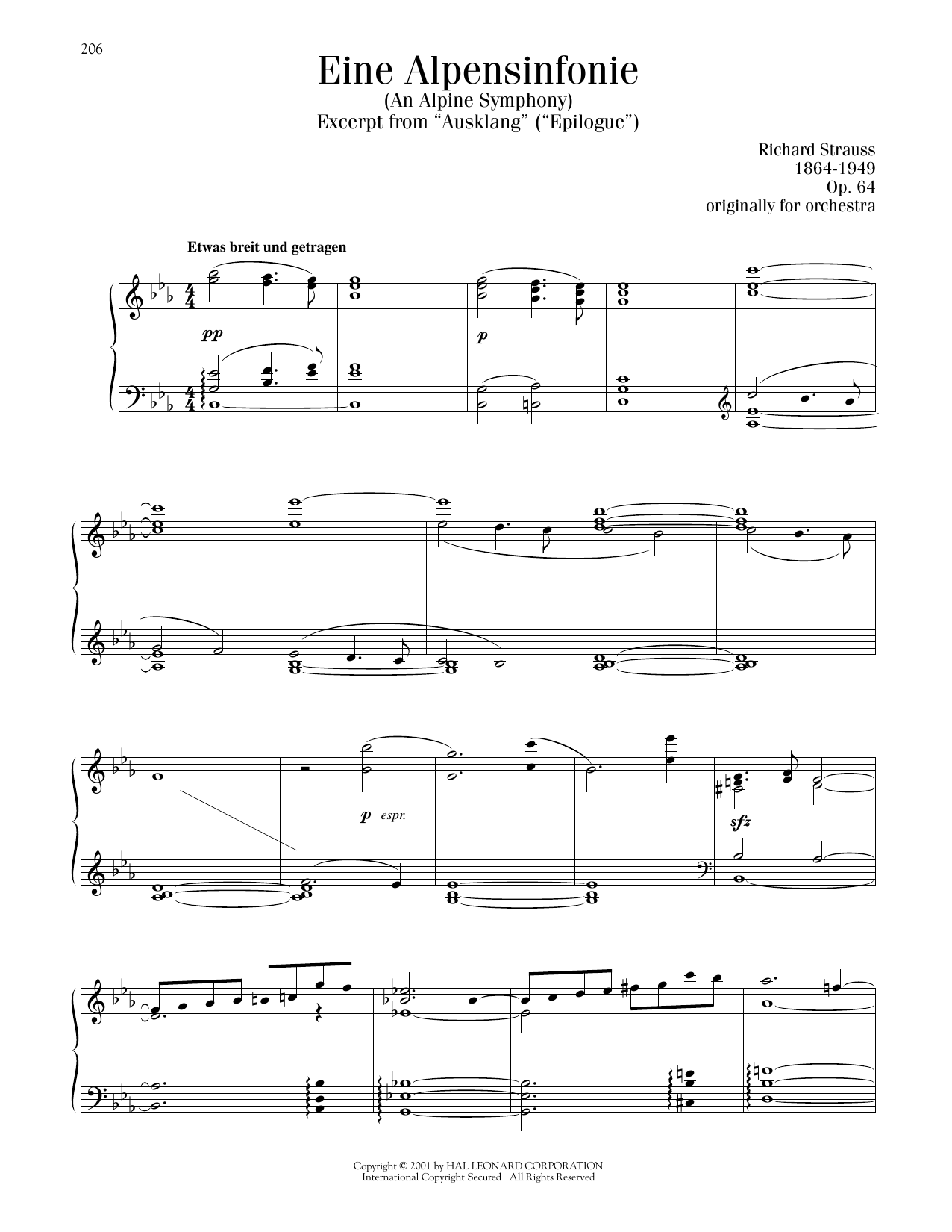 Richard Strauss Eine Alpensinfonie (An Alpine Symphony) sheet music notes printable PDF score
