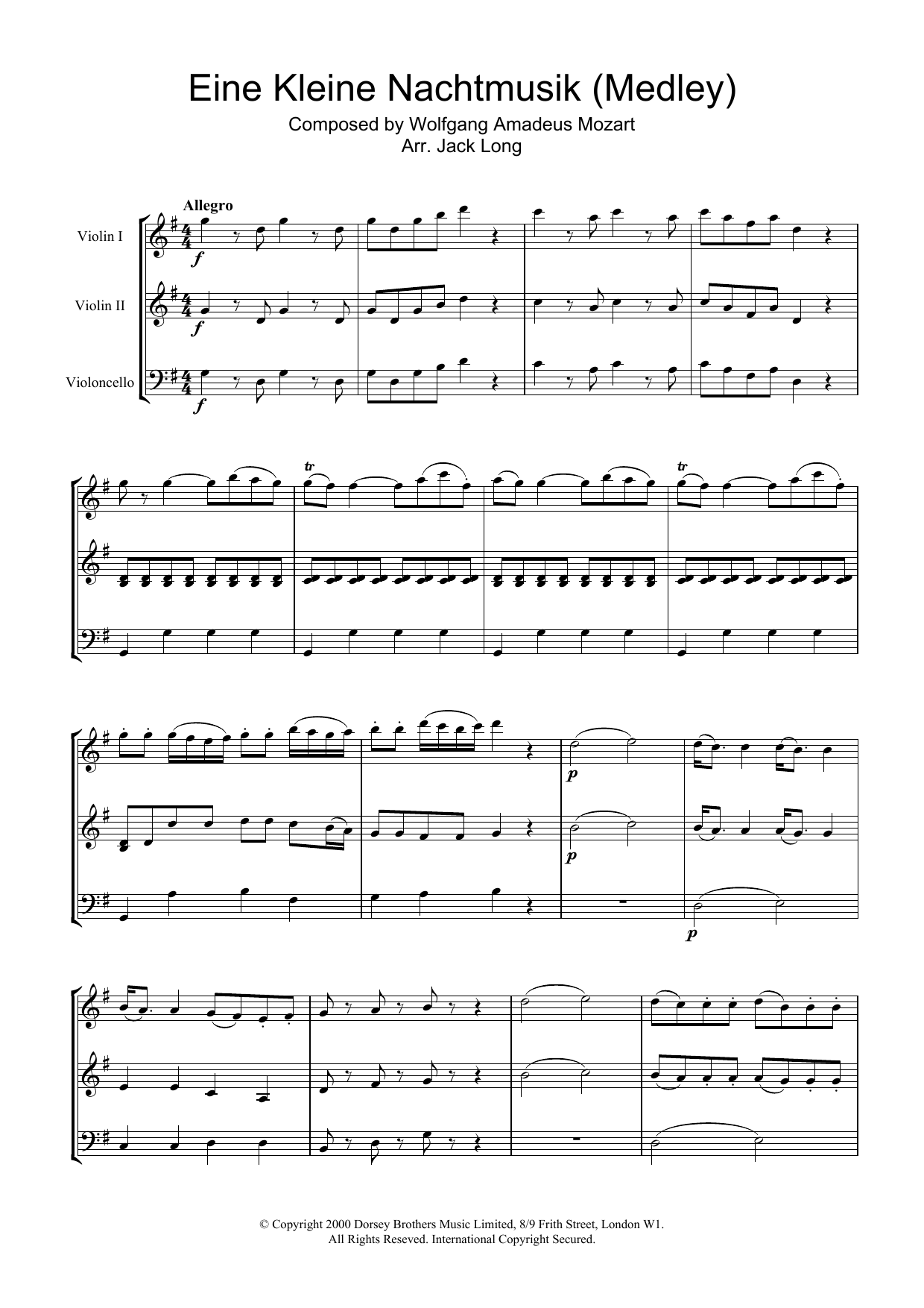 Download Wolfgang Amadeus Mozart Eine Kleine Nachtmusik Sheet Music