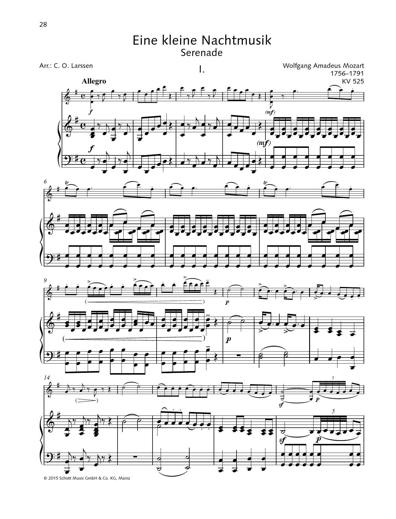 Download Wolfgang Amadeus Mozart Eine kleine Nachtmusik Sheet Music