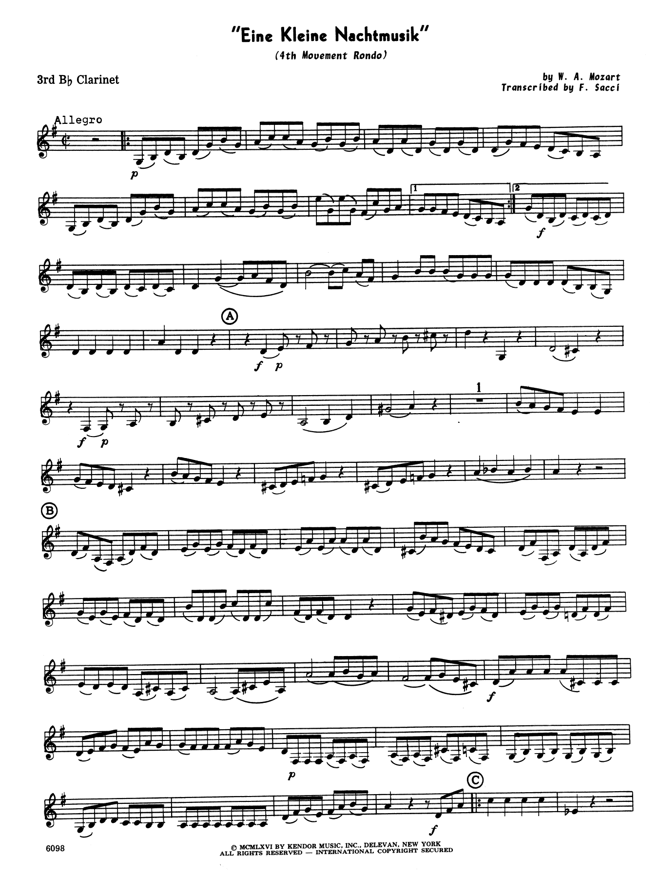 Download Wolfgang Mozart Eine Kleine Nachtmusik/Rondo (Mvt. 4) ( Sheet Music