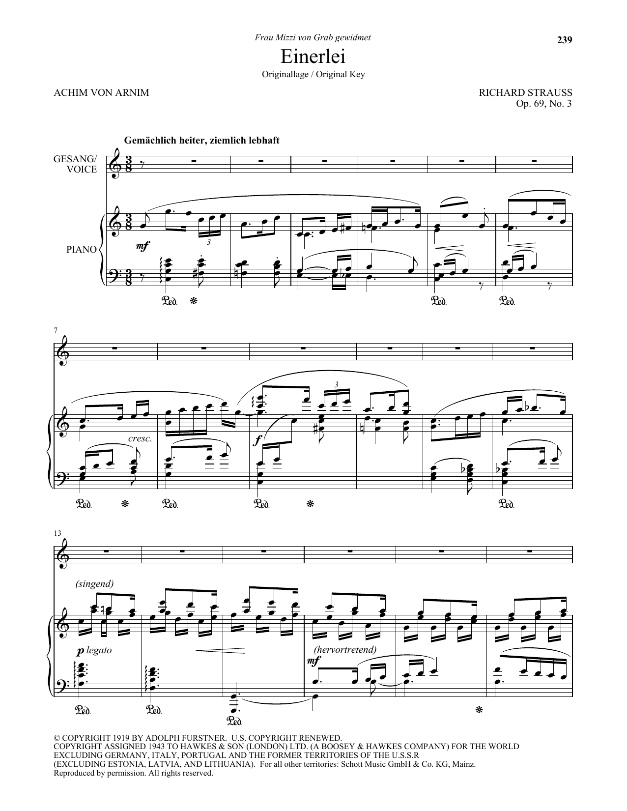 Download Richard Strauss Einerlei (High Voice) Sheet Music