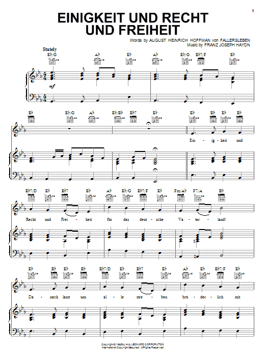 Download Franz Joseph Haydn Einigkeit Und Recht Und Freiheit (Germa Sheet Music