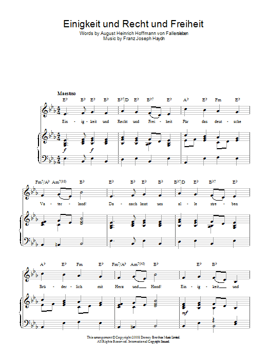 Download Franz Joseph Haydn Einigkeit Und Recht Und Freiheit (Germa Sheet Music