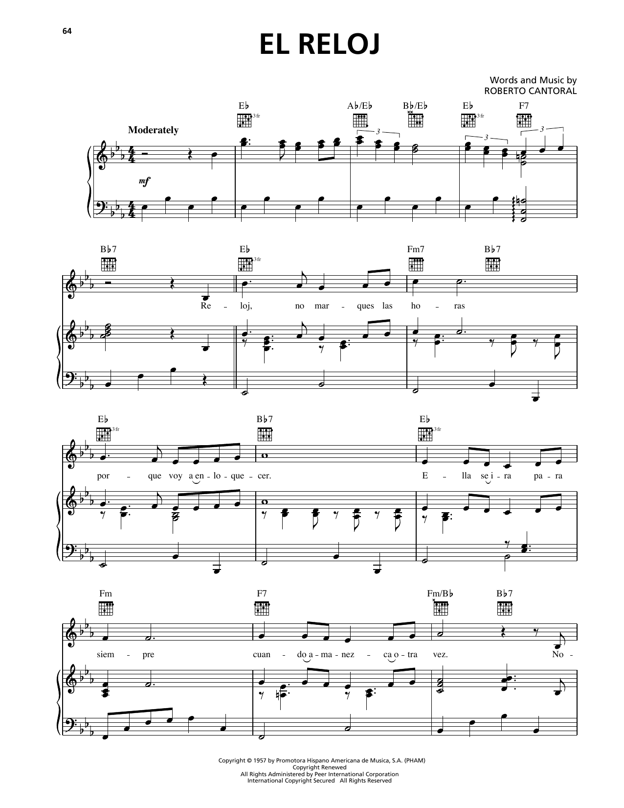 Luis Miguel El Reloj sheet music notes printable PDF score