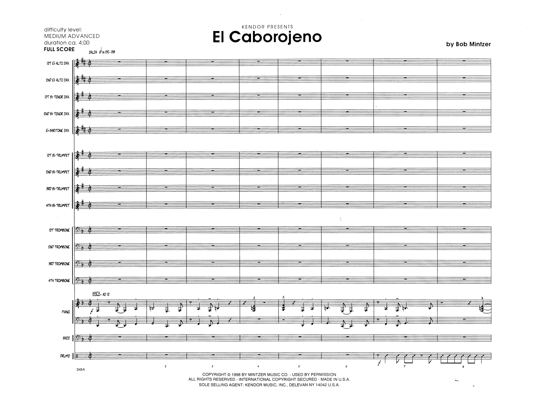 Download Bob Mintzer El Caborojeno - Full Score Sheet Music