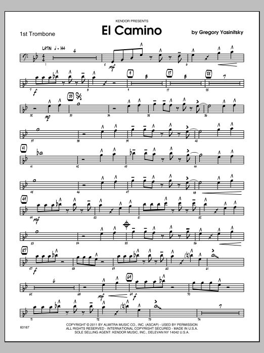 Download Gregory Yasinitsky El Camino - 1st Trombone Sheet Music