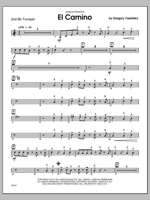 Download Gregory Yasinitsky El Camino - 2nd Bb Trumpet Sheet Music
