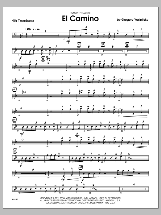 Download Gregory Yasinitsky El Camino - 4th Trombone Sheet Music