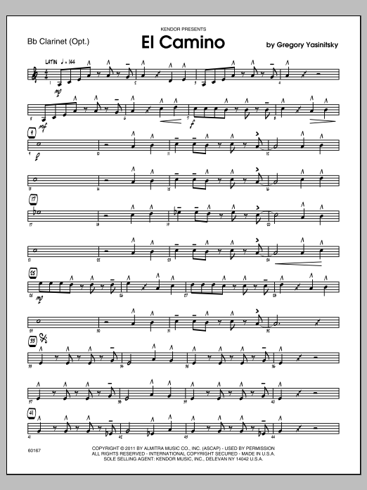 Download Gregory Yasinitsky El Camino - Bb Clarinet Sheet Music