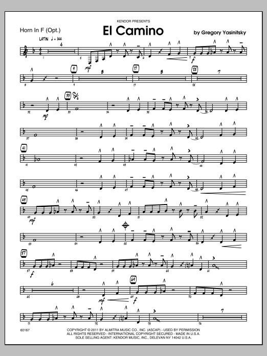 Download Gregory Yasinitsky El Camino - Horn in F Sheet Music