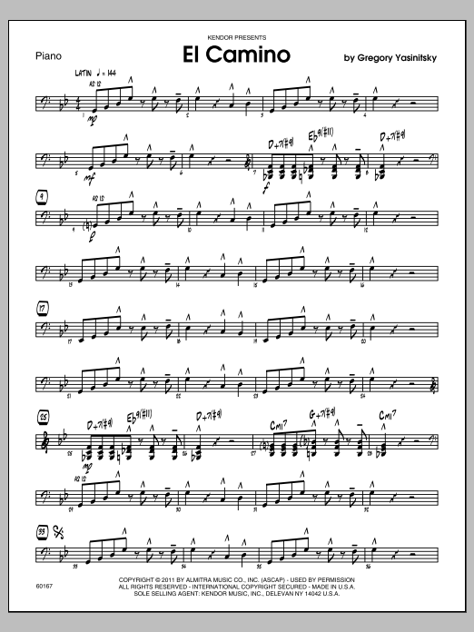 Download Gregory Yasinitsky El Camino - Piano Sheet Music
