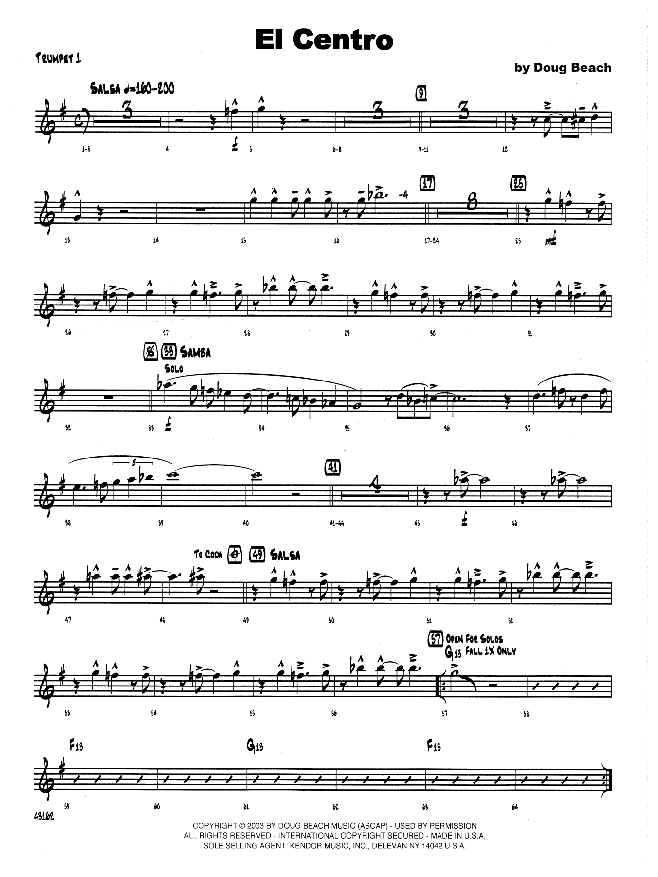 Download Neil Slater El Centro - 1st Bb Trumpet Sheet Music