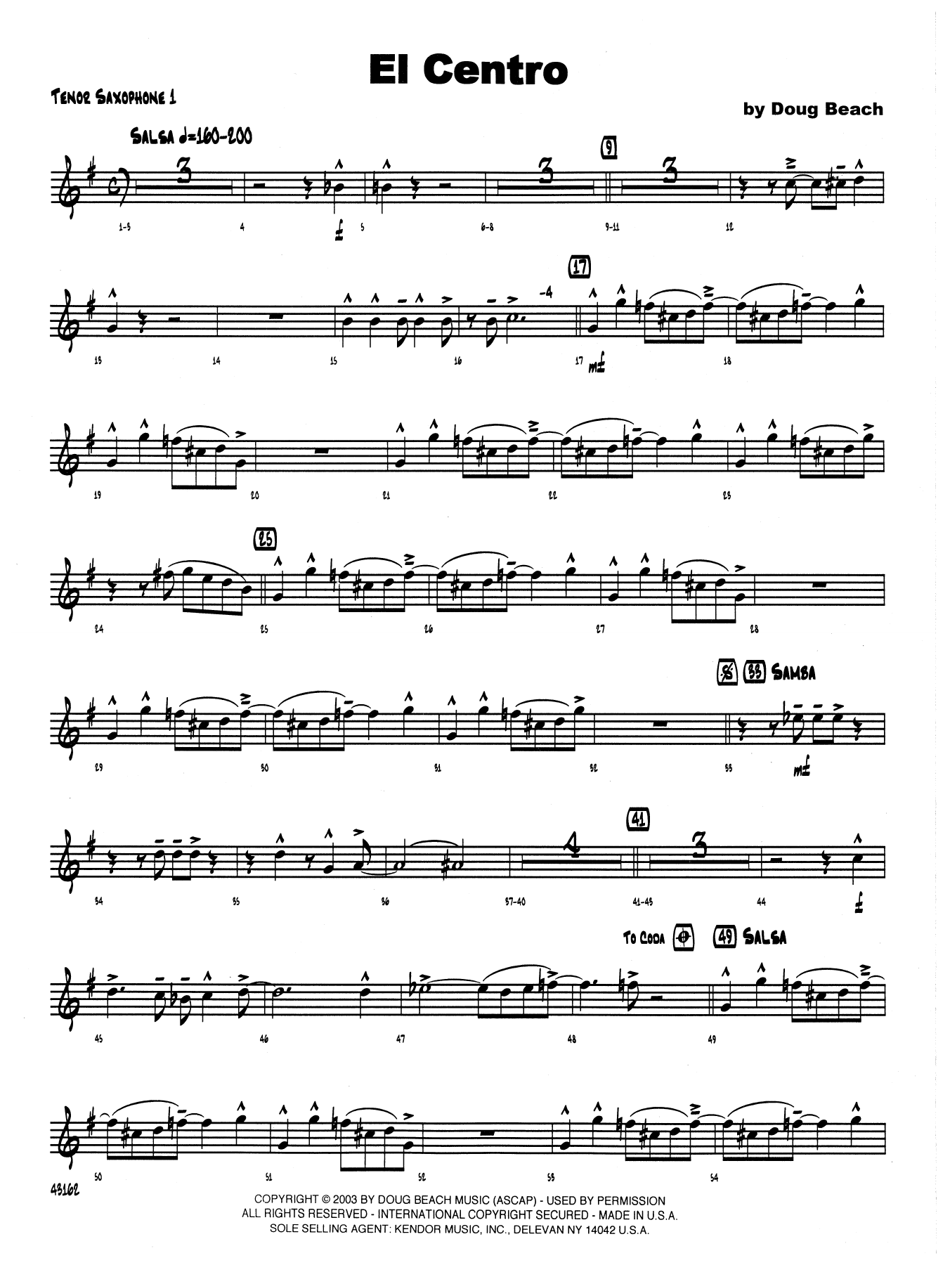 Download Neil Slater El Centro - 1st Tenor Saxophone Sheet Music