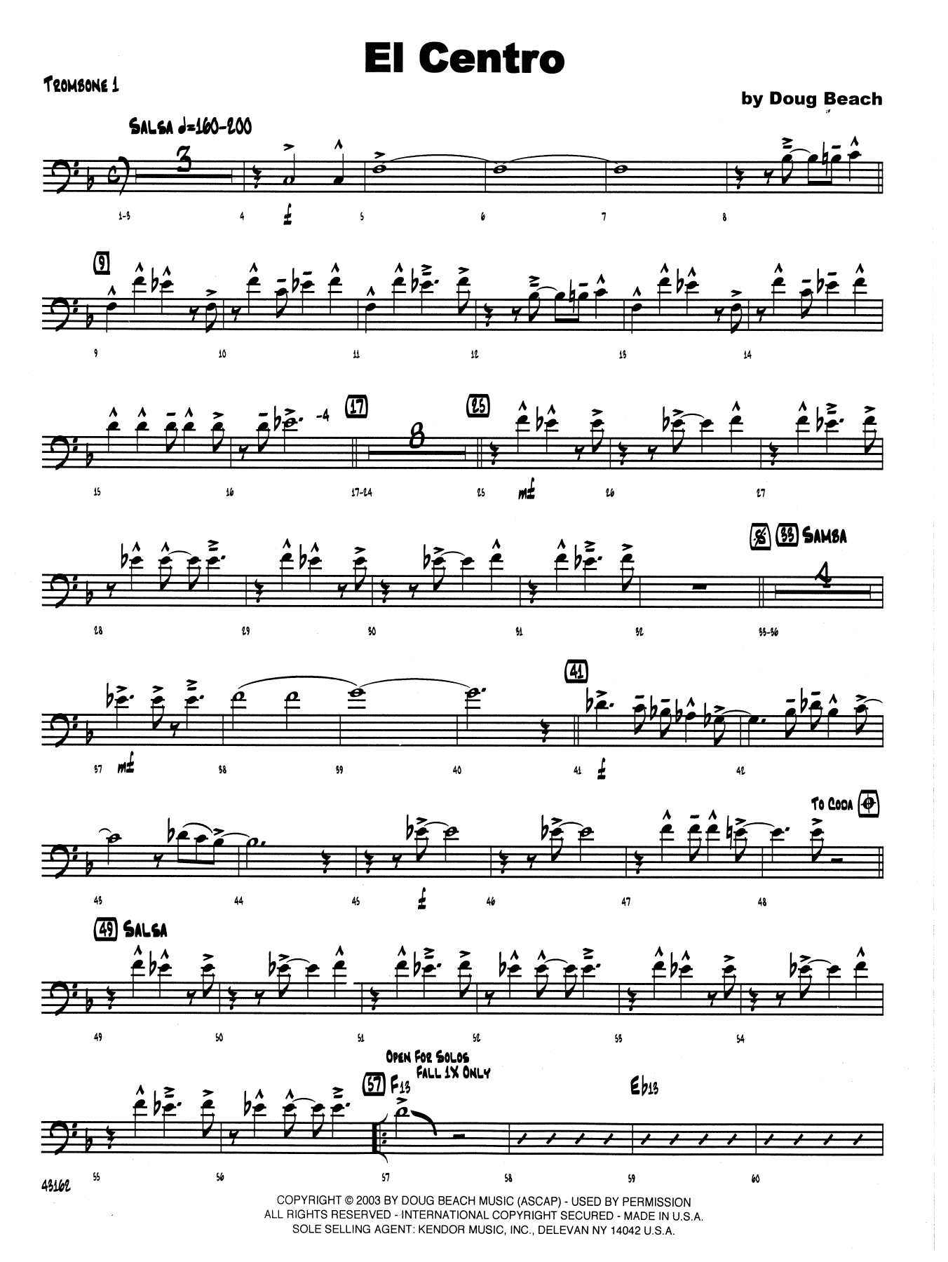 Download Neil Slater El Centro - 1st Trombone Sheet Music