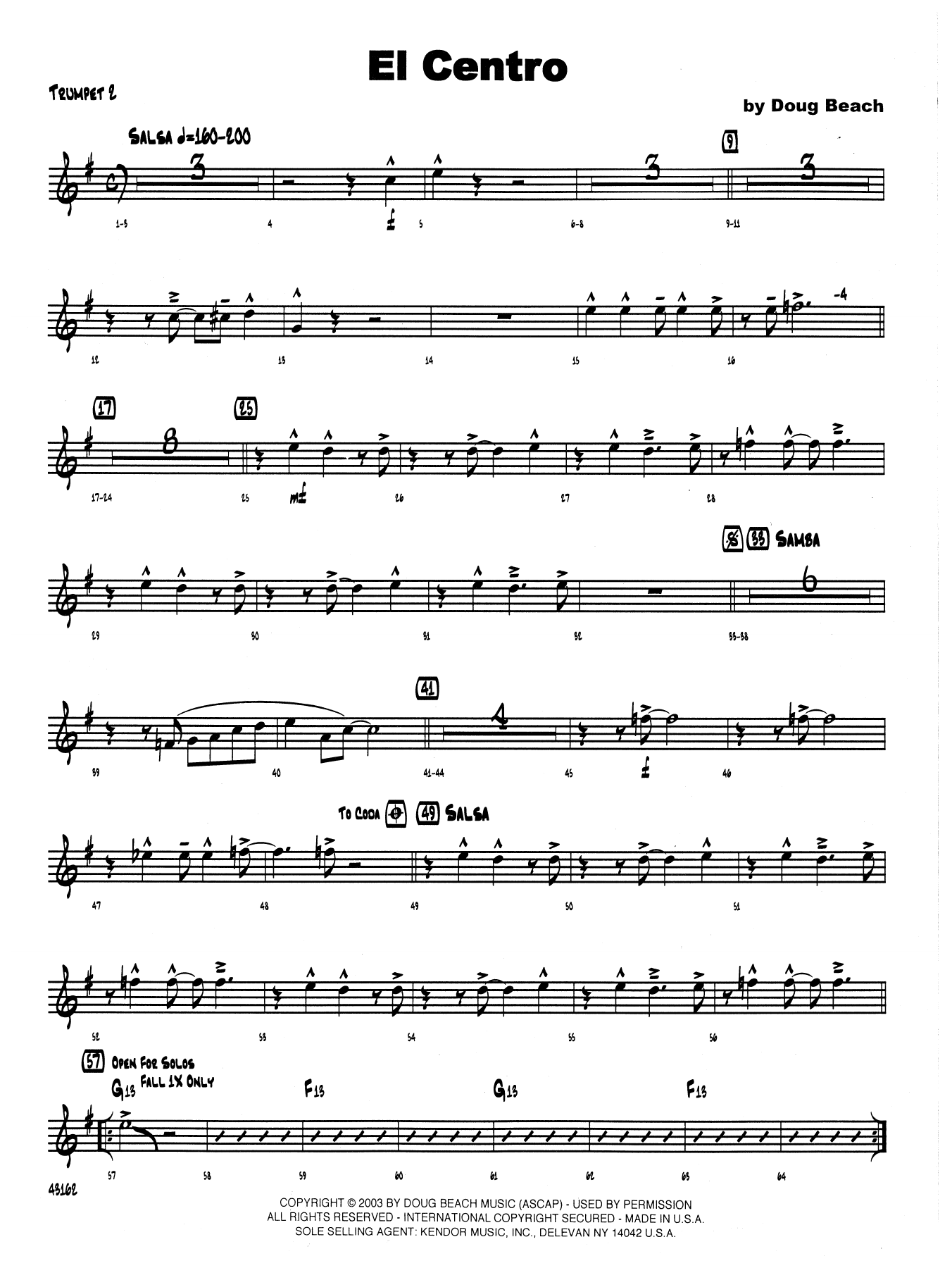 Download Neil Slater El Centro - 2nd Bb Trumpet Sheet Music