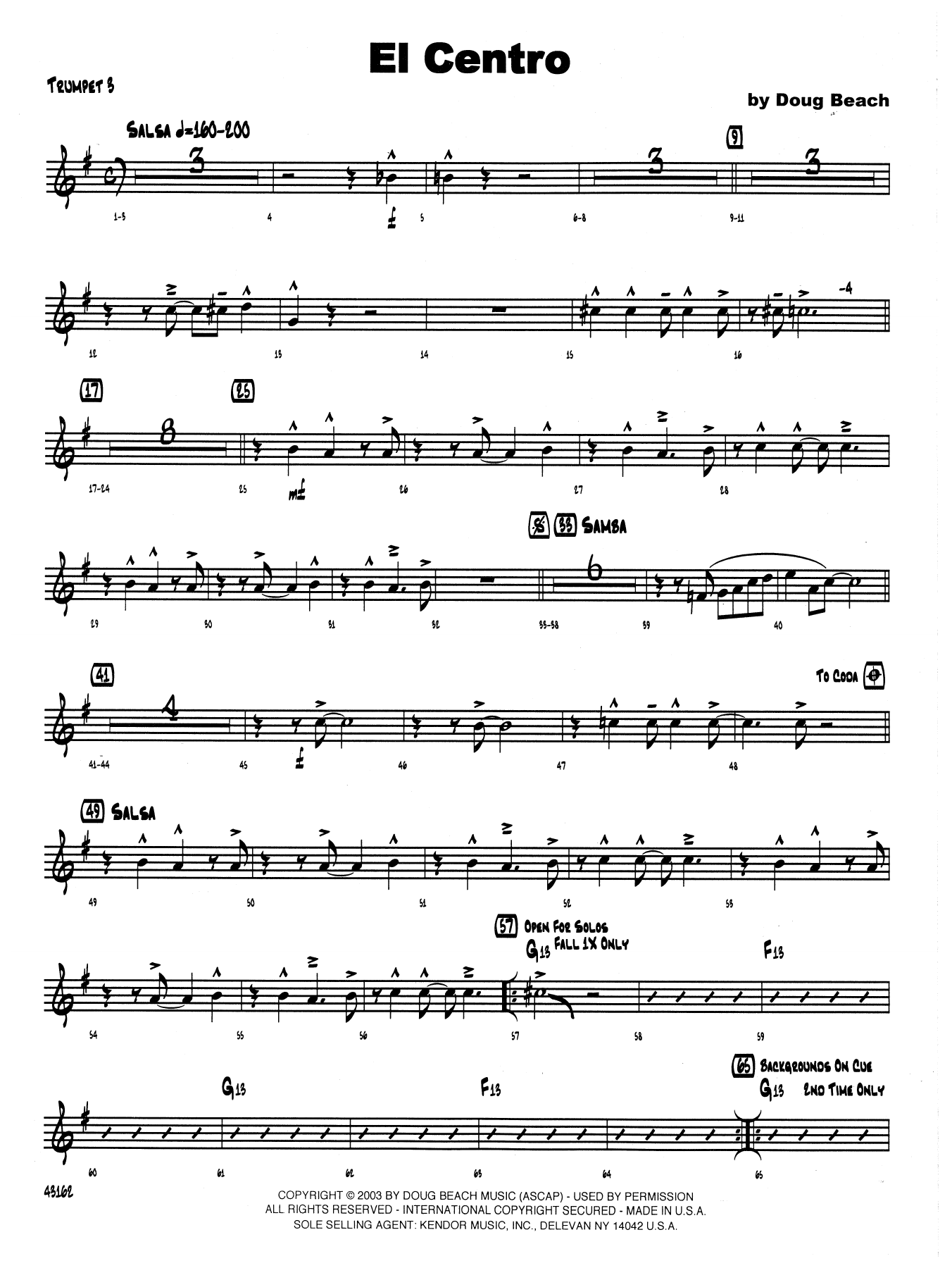 Download Neil Slater El Centro - 3rd Bb Trumpet Sheet Music