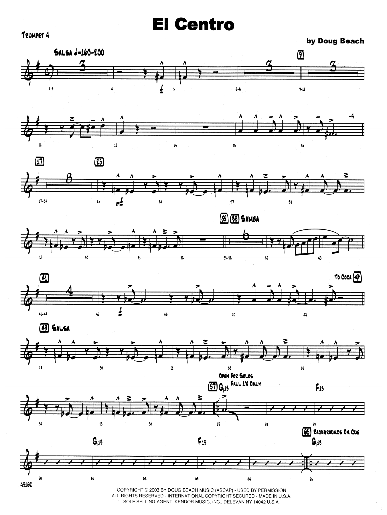 Download Neil Slater El Centro - 4th Bb Trumpet Sheet Music