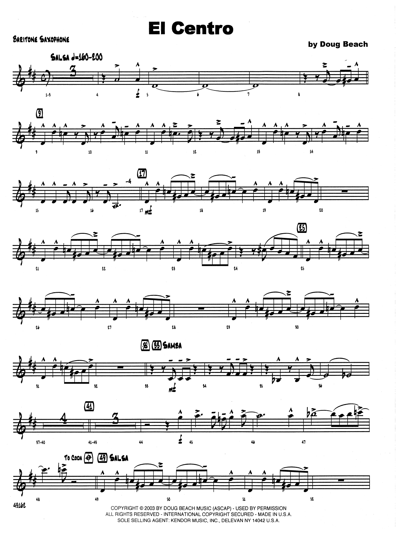 Download Neil Slater El Centro - Eb Baritone Saxophone Sheet Music