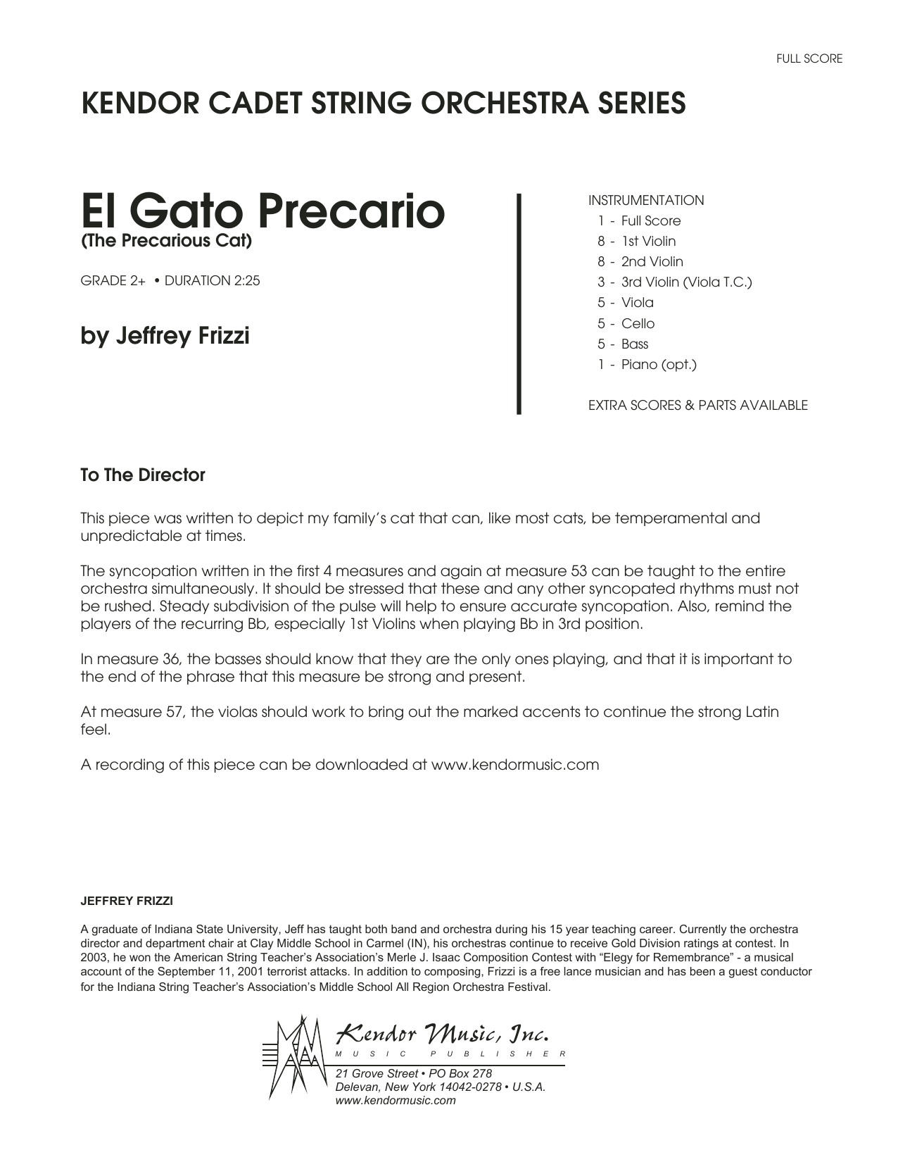Download Jeffrey Frizzi El Gato Precario (The Precarious Cat) - Sheet Music