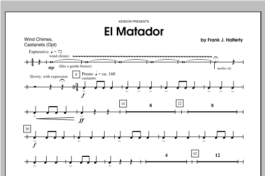 Download Halferty El Matador - Percussion 1 Sheet Music