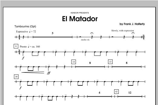 Download Halferty El Matador - Percussion 2 Sheet Music