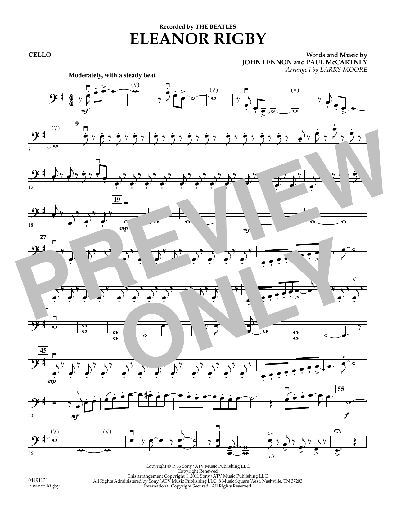 Download Larry Moore Eleanor Rigby - Cello Sheet Music