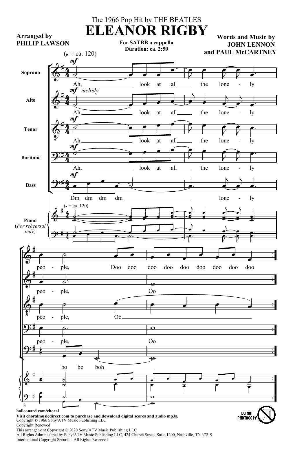 Download The Beatles Eleanor Rigby (arr. Philip Lawson) Sheet Music