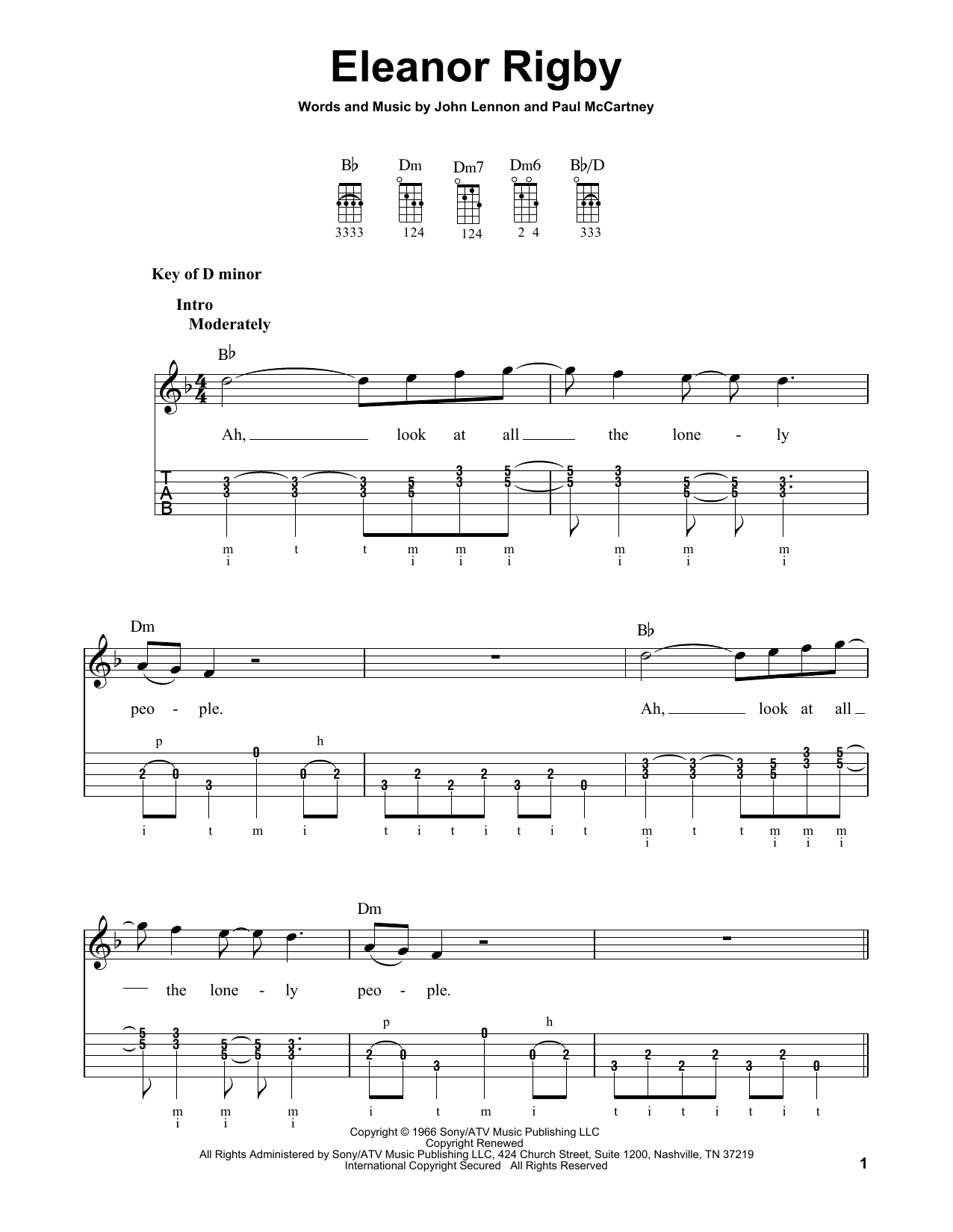 Download The Beatles Eleanor Rigby Sheet Music