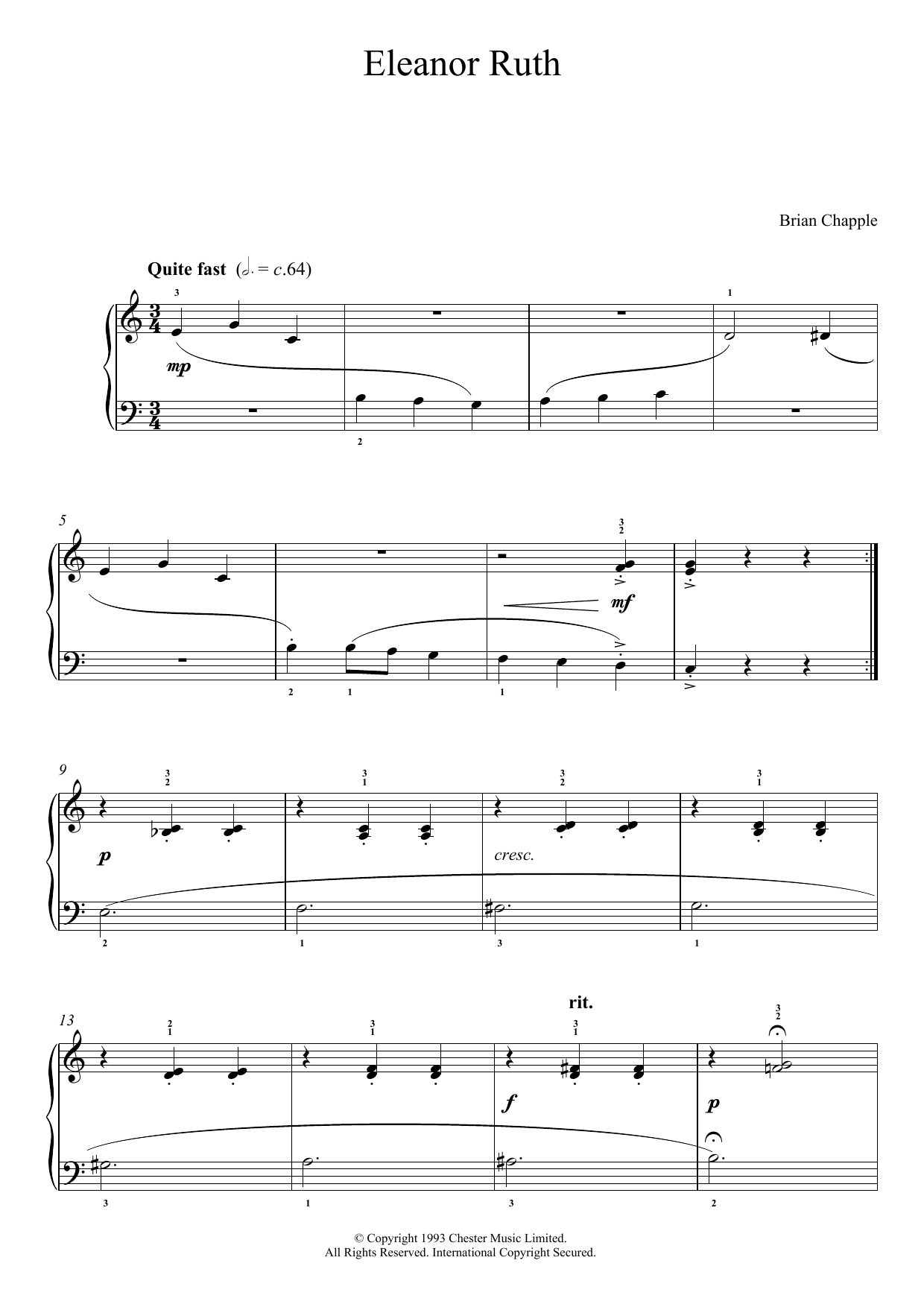Download Brian Chapple Eleanor Ruth (from In The Pink) Sheet Music