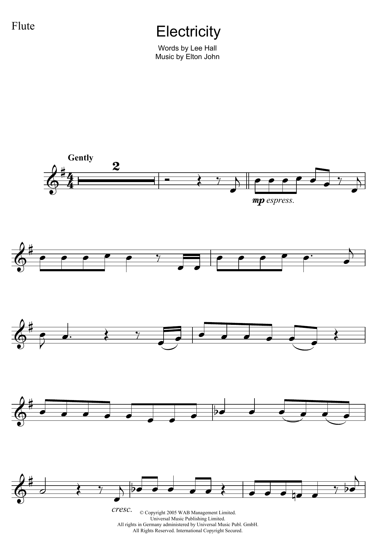 Download Elton John Electricity (from Billy Elliot: The Mus Sheet Music