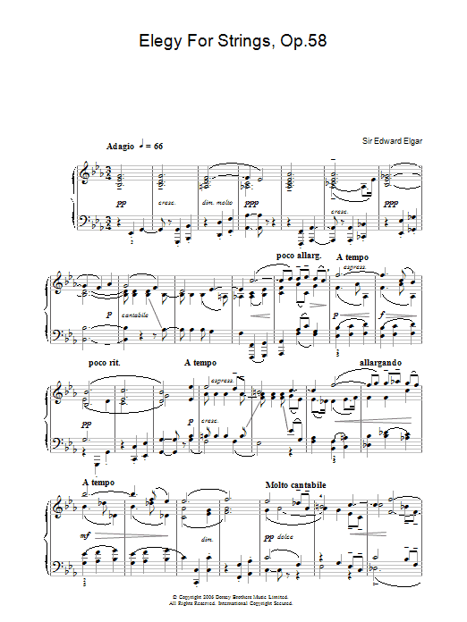 Download Edward Elgar Elegy For Strings, Op.58 Sheet Music