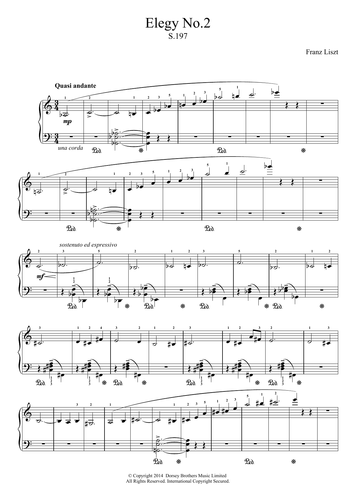Download Franz Liszt Elegy No.2 Sheet Music
