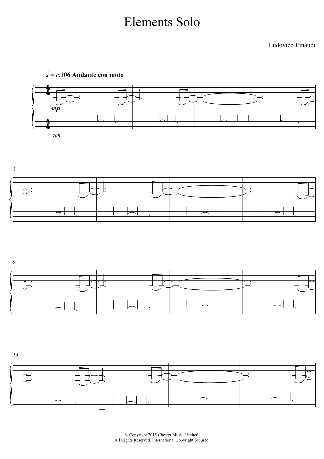 Download Ludovico Einaudi Elements Solo Sheet Music
