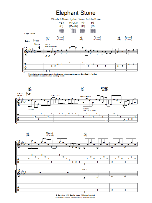 Download The Stone Roses Elephant Stone Sheet Music