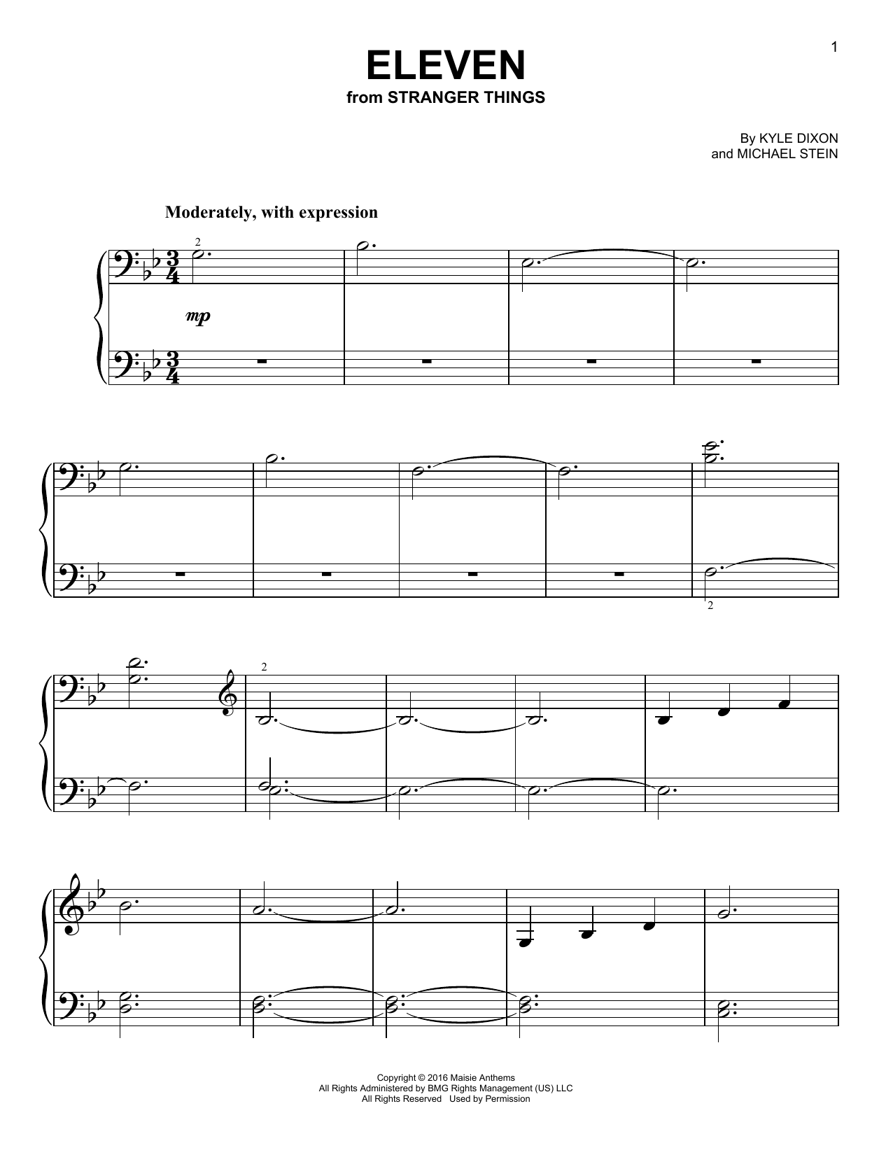 Download Kyle Dixon & Michael Stein Eleven (from Stranger Things) Sheet Music
