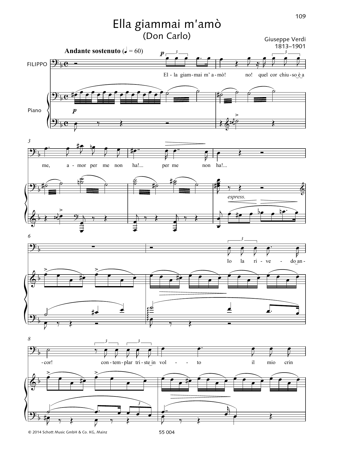 Download Giuseppe Verdi Ella giammai m'amò Sheet Music