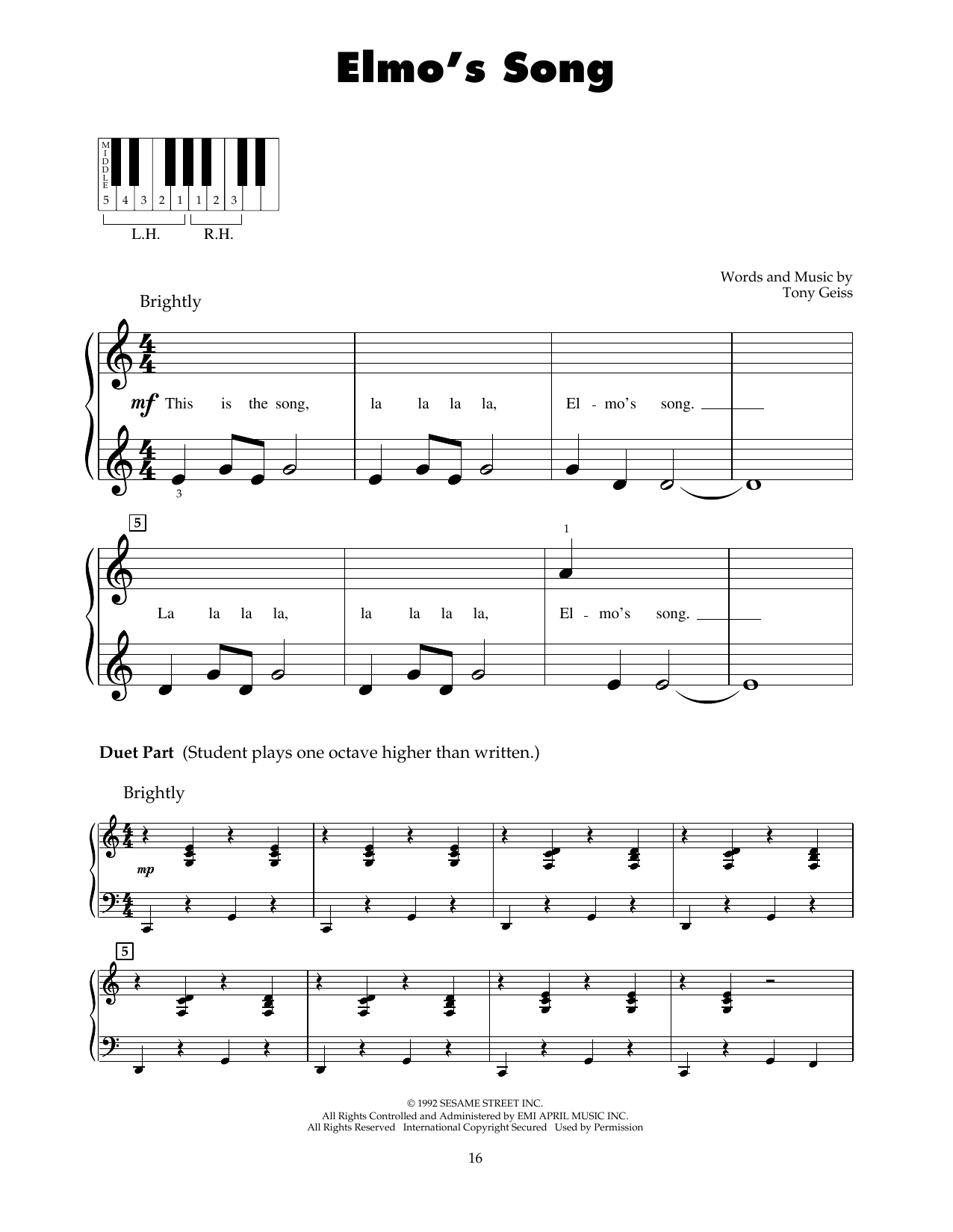 Download Tony Geiss Elmo's Song Sheet Music