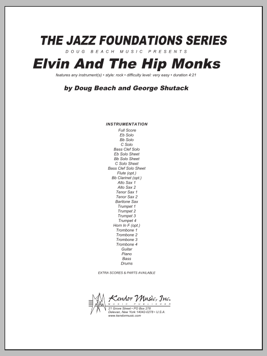 Download Beach, Shutack Elvin And The Hip Monks - Full Score Sheet Music
