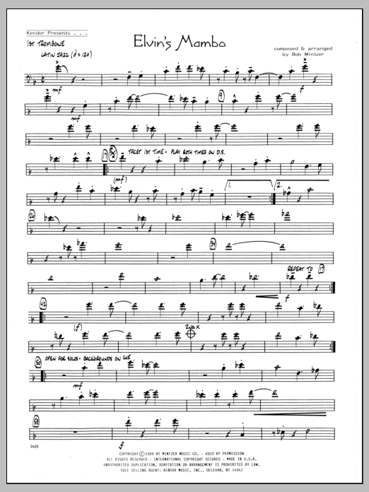Download Bob Mintzer Elvin's Mambo - 1st Trombone Sheet Music