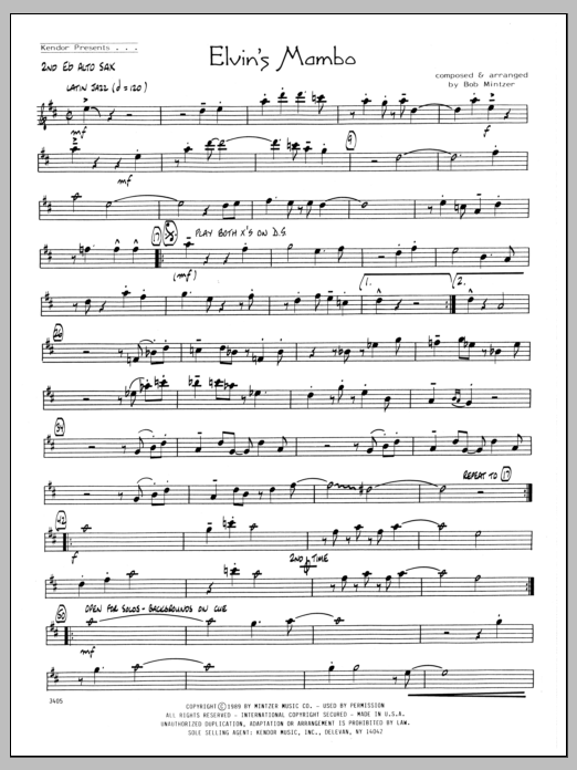 Download Bob Mintzer Elvin's Mambo - 2nd Eb Alto Saxophone Sheet Music