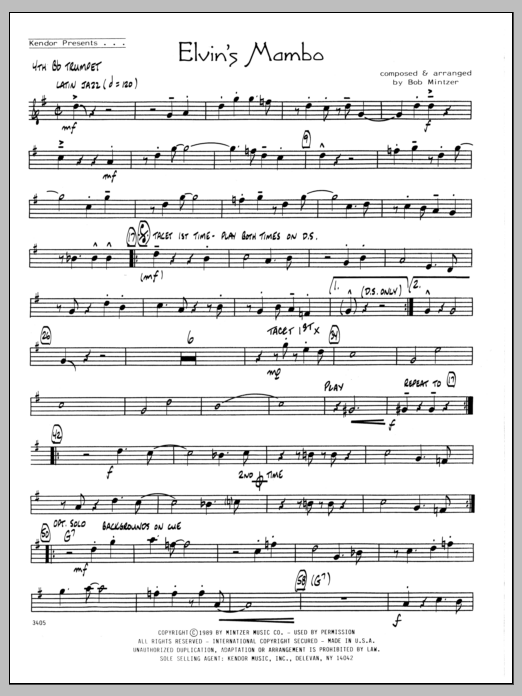 Download Bob Mintzer Elvin's Mambo - 4th Bb Trumpet Sheet Music