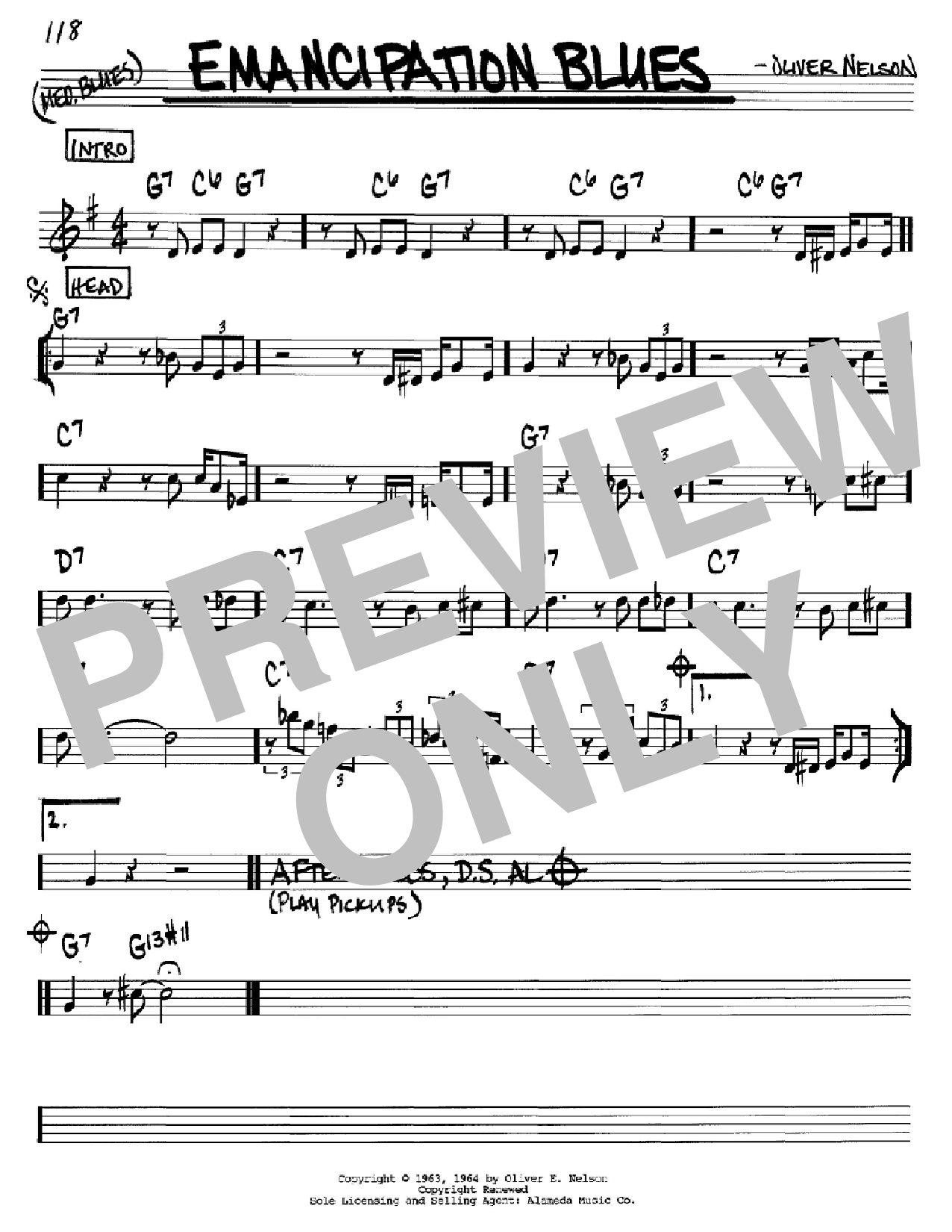 Download Oliver Nelson Emancipation Blues Sheet Music