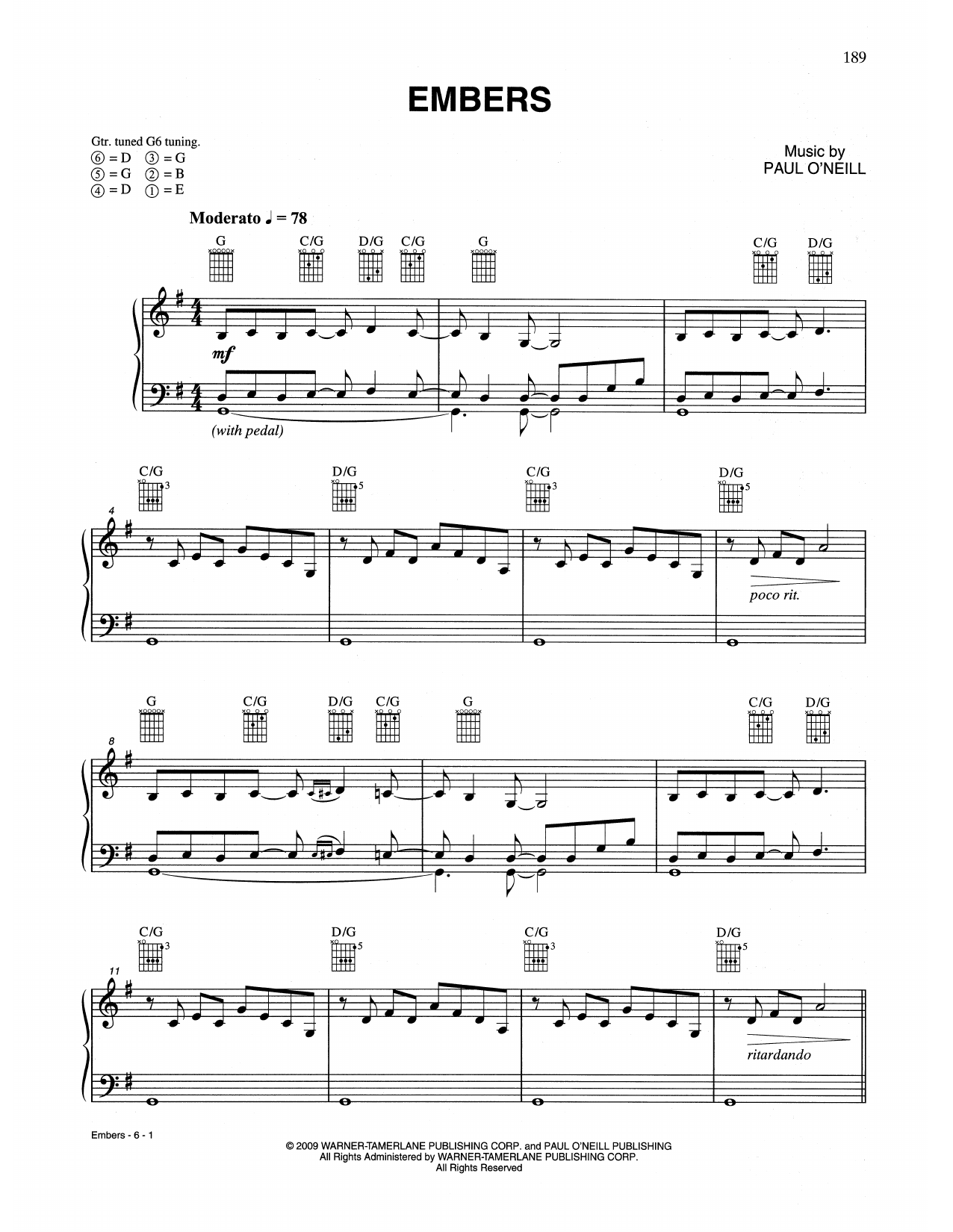 Download Trans-Siberian Orchestra Embers Sheet Music