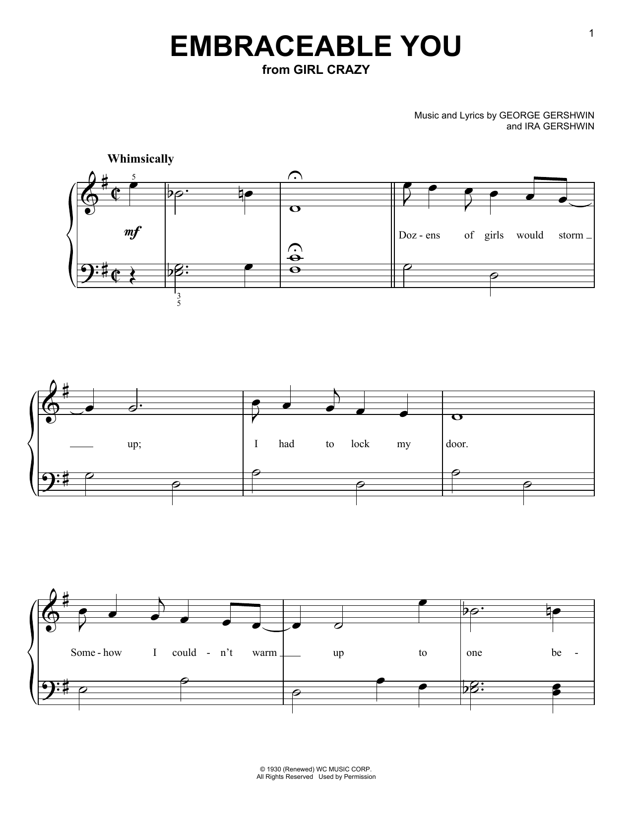 Download George Gershwin & Ira Gershwin Embraceable You Sheet Music