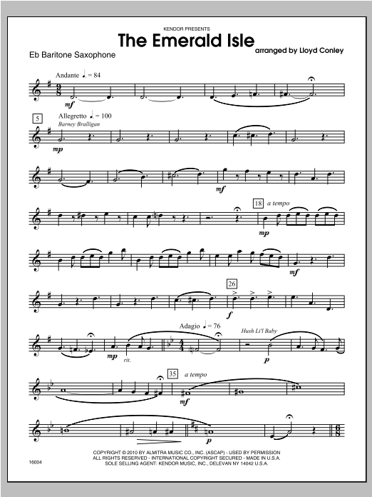 Download Conley Emerald Isle, The - Baritone Sax Sheet Music