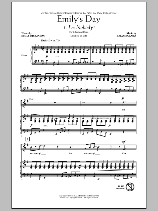 Download Brian Holmes Emily's Day (Choral Collection) Sheet Music