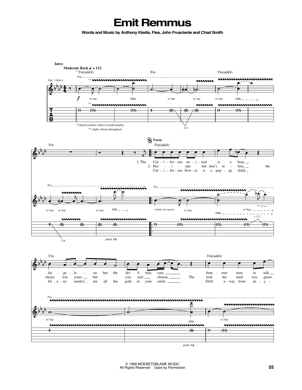 Download Red Hot Chili Peppers Emit Remmus Sheet Music